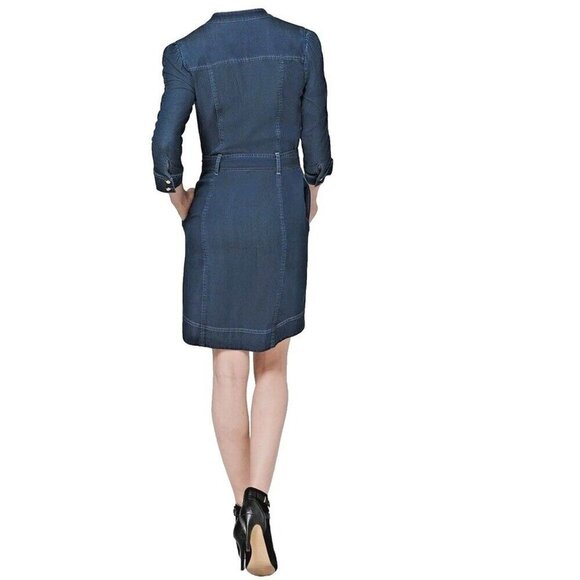 White House Black Market Womens 4 Denim Button Closure Dress cowgirl western - Picture 2 of 14